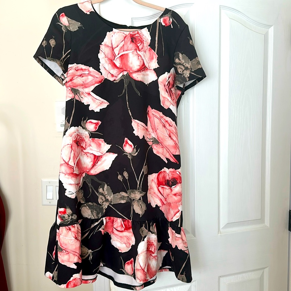 Karl Lagerfeld Black Floral Dress Size 12